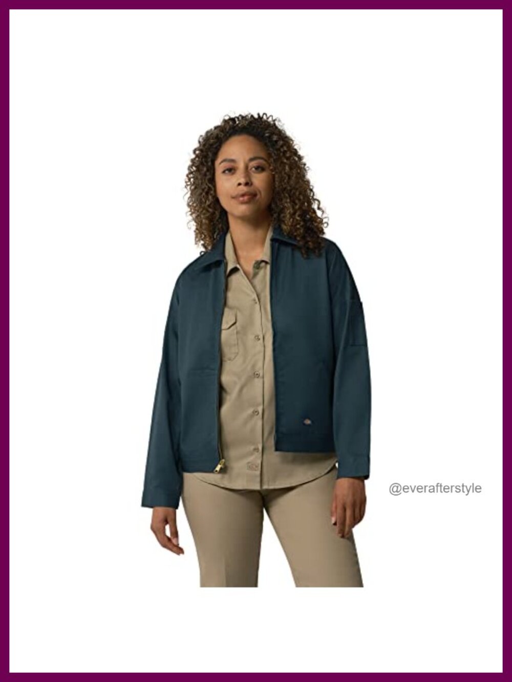 Unlined Eisenhower Jacket with Slash Pockets and Adjustable Waist Brass Zipper